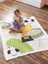 Mini Manta Berço ou Sofá Tema Futebol Presente Infantil