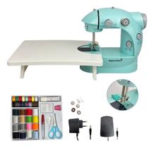 Mini Máquina Costura Portátil Com Mesa E Kit De Costura Cor Azul 127/220v