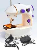 Mini Máquina Costura Portátil Com Pedal Elétrica Costureira Bivolt 110V/220V