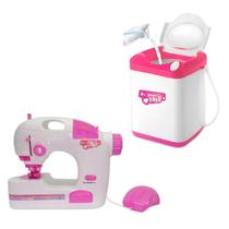 Mini Máquina De Costura Ateliê Realista e Máquina de Lavar - DM Toys