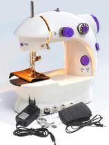 Mini Maquina De Costura Branca Bivolt 110v - 220v Portatil Pilha
