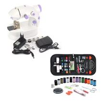 Mini Máquina De Costura Com Kit De Linhas Com 27 Itens