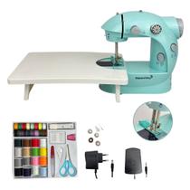 Mini Máquina de Costura Elétrica com Mesa e Kit Portátil 2 Velocidades Pedal Luz Azul Importway Mini Máquina de Costura Elétrica com Mesa e Kit Portátil 2 Velocidades Pedal Luz Azul Importway