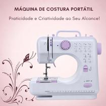 Mini Máquina de Costura Portátil Bivolt 12 Pontos com LED Compacta, Leve, Elétrica, Ideal para Reparos Rápidos e Costura de Emergência
