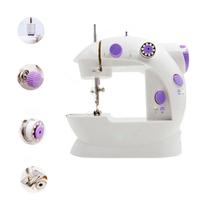Mini Maquina De Costura Portátil C Pedal De Controle Manual Cor Branco