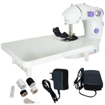 Mini Máquina De Costura Portátil + Mesa Extensora Cor Branco