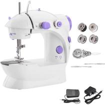 Mini maquina de costura portatil para reparos costureira eletrica com pedal bobina agulha completa bivolt