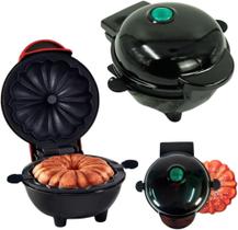 Mini Máquina de Fazer Bolo Elétrica 110v Antiaderente Portátil Automática Assa Rápido (Preta)