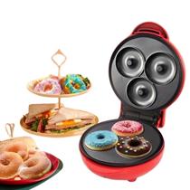 Mini Máquina de Fazer Donuts Rosquinhas Automática Confeitaria Culinária 3 Buracos 110V-220V