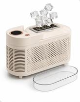 Mini Máquina de Fazer Gelo Portátil Elétrica Compacta 8 Cubos por Ciclo 15 a 20 Min Reservatório 1,2L com Cabo AC e Veicular DC Bege para Casa e Carro