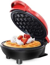 Mini Máquina De Fazer Waffle Grill Panqueca Elétrica Prática Cor Vermelha