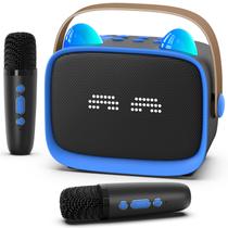 Mini máquina de karaokê Okaloka 2 microfones sem fio LED Bluetooth