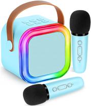 Mini máquina de karaokê para crianças, brinquedos para meninas, microfone de karaokê sem fio para crianças, presentes para meninas de 4,5,6,7,8,9,10 anos (azuis)