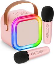 Mini máquina de karaokê para crianças, brinquedos para meninas, microfone de karaokê sem fio para crianças, presentes para meninas de 4,5,6,7,8,9,10 anos (rosa)