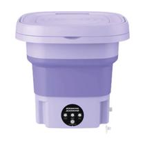 Mini Máquina De Lavar Roupa Portátil Bivolt 3 Modos de Lavagem Cor Roxo e Verde