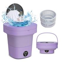 Mini Máquina De Lavar Roupa Secar Centrifugar Balde Dobrável Portátil 8L Roxo - X-CELL