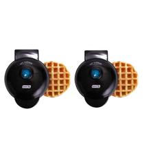 Mini máquina de waffles DASH (pacote com 2) para waffles individuais hash brown, keto chaffles com superfícies antiaderentes fáceis de limpar, 10 cm, preto