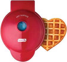 Mini máquina de waffles de coração - vermelha