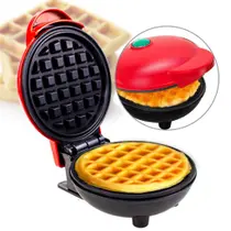 Mini Máquina de Waffles Elétrica Casa Cozinha Fazer Waffle Vermelho Mini Máquina de Waffles Elétrica Casa Cozinha Fazer Waffle Vermelho