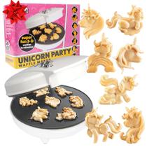 Mini Máquina de Waffles Unicórnio - Cria 7 Diferentes Waffles 3D em Formato de Animais em Minutos - Um Café da Manhã Divertido, Legal e Mágico para Crianças e Adultos - Máquina Elétrica Antiaderente para Waffles e Panquecas, Presente de Natal para Meninas