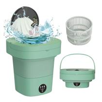 Mini Máquina Lavadora Seca 8 Litros Balde Retrátil Dobrável Cor Verde