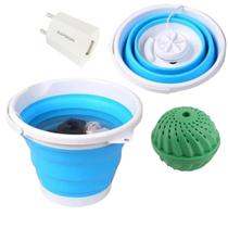 Mini Maquina Lavar Roupas Balde 10 Litros Portátil Usb Lavadora Tanquinho Camping Viagem Acampamento Carregador Bola