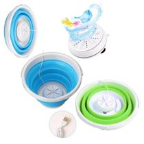 Mini Maquina Lavar Usb + Balde 5 Litros Retrátil Portátil