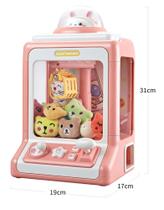 Mini Máquina Pega Bichos Claw Machine com 20 Pelúcias bichinhos e bolinhas
