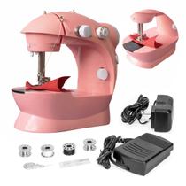 Mini Maquina Rosa De Costura Elétrica Portátil Bivolt