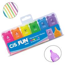 Mini Marca Texto Divertido Cis Fun C/6 Cores Neon