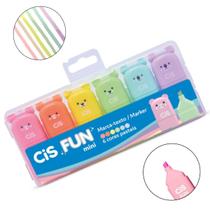 Mini Marca Texto Divertido Cis Fun C/6 Cores Pastel