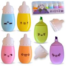 Mini Marca Texto Kit 6 Cores Marcadores Ponta Chanfrada