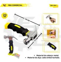 Mini Martelo Cabo Curto Emborrachado 23mm Unha Aço Carbono Profissional Carpintaria FBG-3061 Mini Martelo Cabo Curto Emborrachado 23mm Unha Aço Carbono Profissional Carpintaria FBG-3061