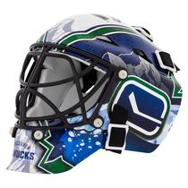 Mini máscara de goleiro de hóquei NHL Vancouver Canucks com estojo