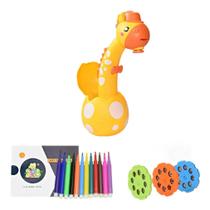 Mini Mesa Ovo De Desenho Projetor Infantil Led Girafa Amarela