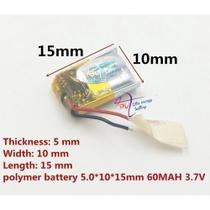 Mini Micro Bateria 3,7v 60mah 5mm X 10mm X 15mm Com 2 Fios - Mini Micro Bateria 3,7v 60mah 5mm X 10mm X 15mm Com 2 Fios -