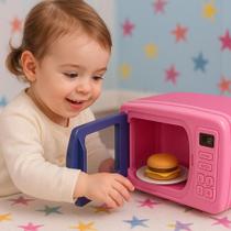 Mini Micro-ondas Infantil Esquenta Brinquedo Prato Giratório Presente Criança Boneca Casinha Barbie
