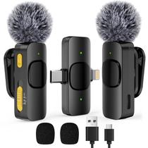 Mini microfone sem fio Lavalier MULBEVD, pacote com 2 unidades para iPhone Mini microfone sem fio Lavalier MULBEVD, pacote com 2 unidades para iPhone