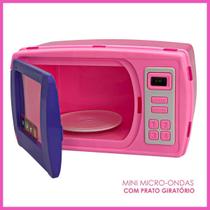 Mini Microondas Infantil com Prato Giratório Brinquedo Colorido e Divertido