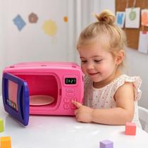 Mini Microondas Infantil Prato Giratório Esquenta Brinquedo Presente Criança Boneca Casinha Barbie