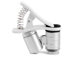 Mini Microscópio De Celular Com Ampliação De 60x Led Luz Branca e Ultravioleta Com Clip - Negócio de Gênio