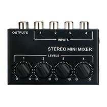 Mini mixer de áudio passivo estéreo compacto de 4 canais Mini mixer de áudio passivo estéreo compacto de 4 canais