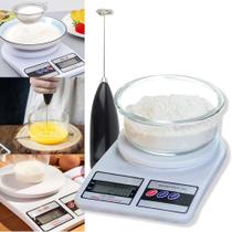 Mini Mixer Misturador Bebida + Balança Digital Cozinha 10kg