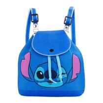 Mini Mochila Azul Stitch Piscando Olho 19x9x19cm - Disney