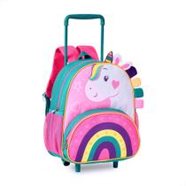 Mini Mochila De Rodinha Infantil Escolar 33cm Pets Unicórnio