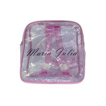 MINI mochila infaltil PERSONALIZADA ROSA e transparente escola viagem