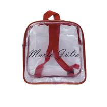 MINI mochila infantil PERSONALIZADA VERMELHA e transparente escola viagem MINI mochila infantil PERSONALIZADA VERMELHA e transparente escola viagem