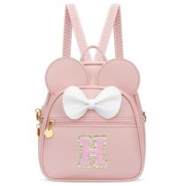 Mini mochila KKXIU Girls Initial Bowknot de material sintético rosa Mini mochila KKXIU Girls Initial Bowknot de material sintético rosa
