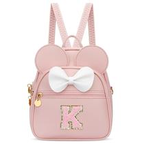 Mini Mochila KKXIU para Meninas - Laço com Inicial Rosa