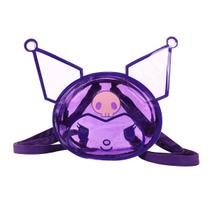 Mini Mochila Kuromi Cabeça Transparente Roxa em PVC 30 cm para Adultos